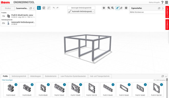 Das Item Engineeringtool hilft bei der Planung von Projekten