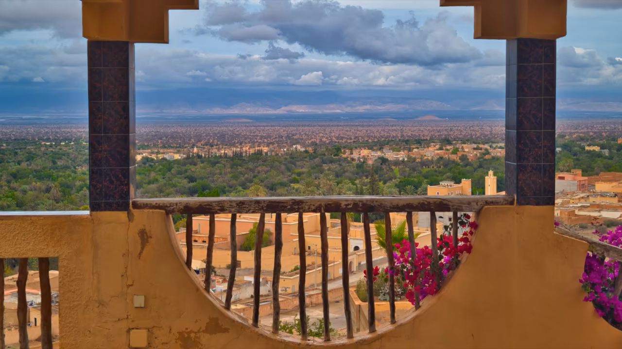 Süd-Marokko Mietwagen-Route: Kosten & Tipps (Anti-Atlas) 4 Oase Tiout Blick vom Balok der Kasbah