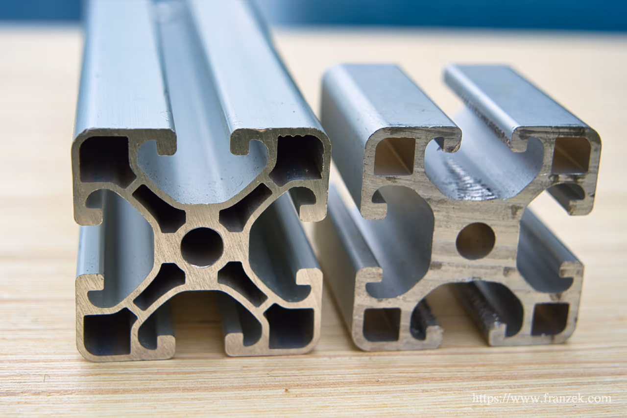 Welche Aluprofile für den Camper-Ausbau? 20x20, 30x30 oder 40x40 im Vergleich 6 Vergleich Aluprofil 40x40 ultraleicht und 40x40 leicht – gleiche Außenmaße, unterschiedliche Materialstärke und Hohlkammern